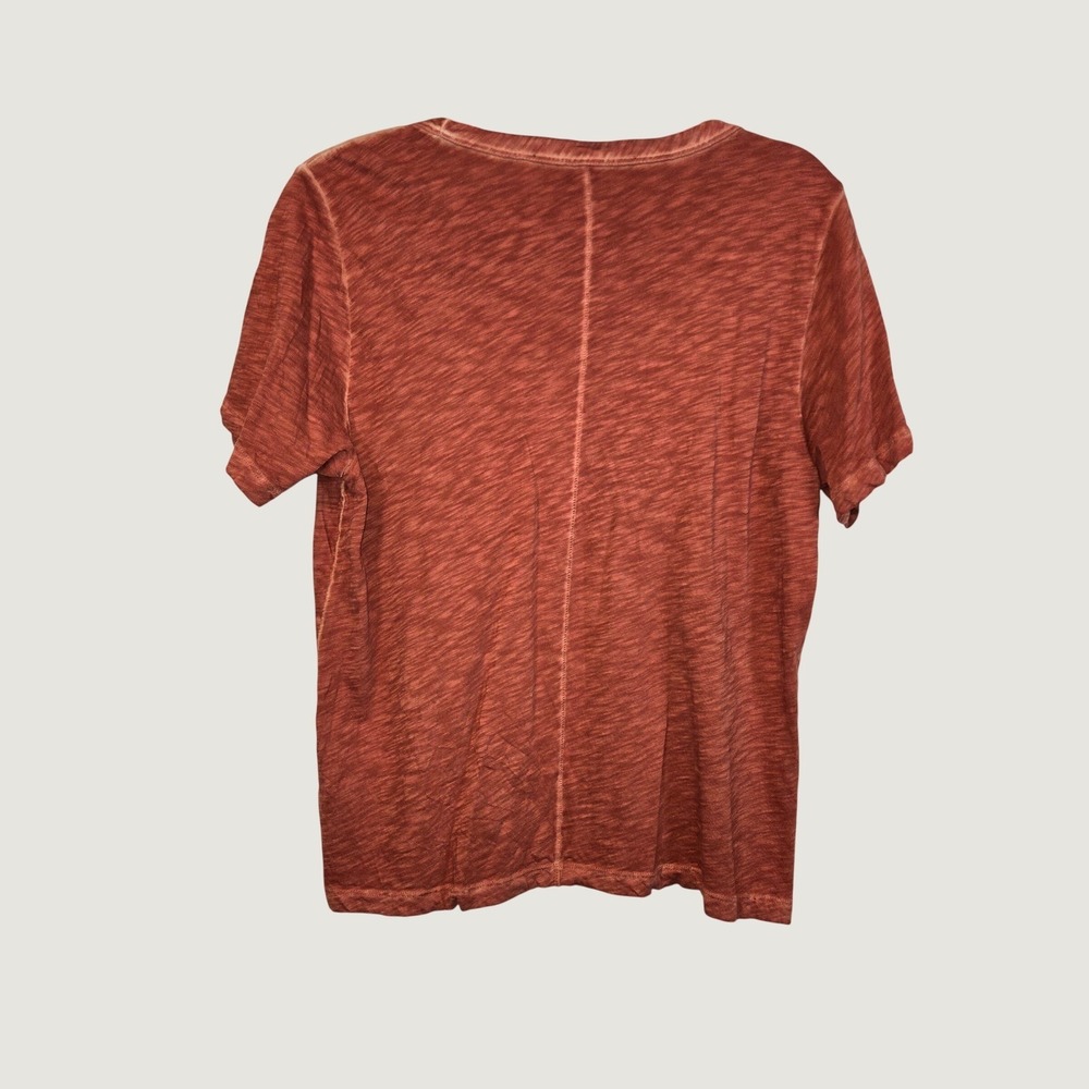 Veronica Beard Jeans Rust Orange Pima Cotton Button Shoulder Slub Tee Large - Picture 2 of 4